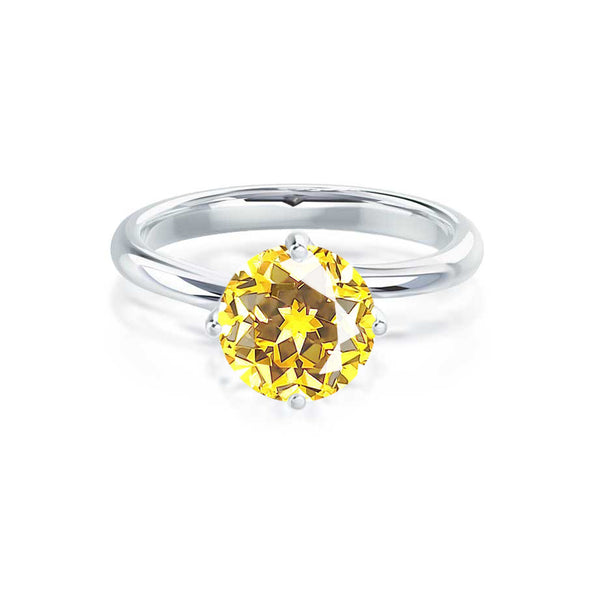 ANNORA - Chatham® Yellow Sapphire 18k White Gold Twist Solitaire Ring Engagement Ring Lily Arkwright