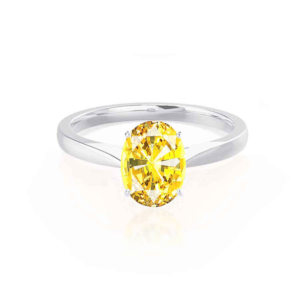 ISABELLA - Oval Yellow Sapphire 18k White Gold Solitaire Ring Engagement Ring Lily Arkwright