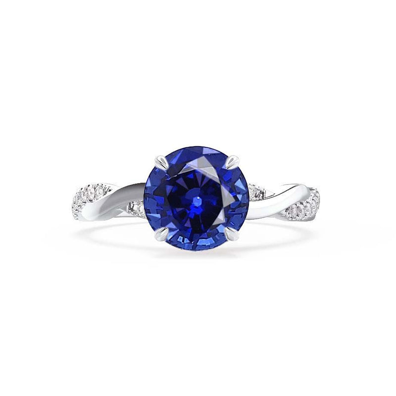 EDEN - Blue Sapphire & Diamond 18k White Gold Vine Solitaire Engagement Ring Lily Arkwright