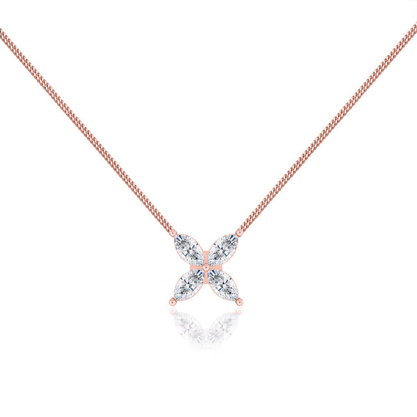 MYLA - Marquise Flower Lab Diamond Pendant 18k Rose Gold Pendant Lily Arkwright