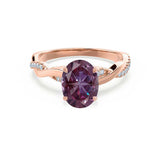 EDEN - Oval Alexandrite & Diamond 18k Rose Gold Vine Solitaire Ring Engagement Ring Lily Arkwright