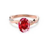 EDEN - Oval Ruby & Diamond 18k Rose Gold Vine Solitaire Ring Engagement Ring Lily Arkwright