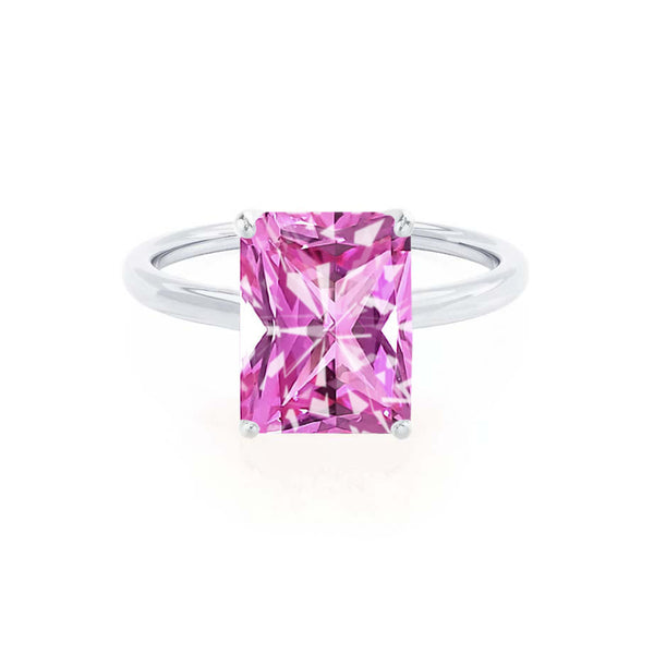LULU - Radiant Pink Sapphire 950 Platinum Petite Solitaire Engagement Ring Lily Arkwright