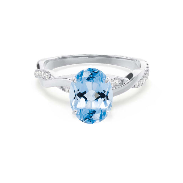 EDEN - Oval Aqua Spinel & Diamond 950 Platinum Vine Solitaire Ring Engagement Ring Lily Arkwright