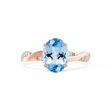 EDEN - Oval Aqua Spinel & Diamond 18k Rose Gold Vine Solitaire Ring Engagement Ring Lily Arkwright