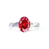 EDEN - Oval Ruby & Diamond 950 Platinum Vine Solitaire Ring Engagement Ring Lily Arkwright