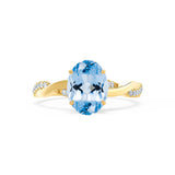EDEN - Oval Aqua Spinel & Diamond 18k Yellow Gold Vine Solitaire Ring Engagement Ring Lily Arkwright