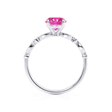 HOPE - Princess Pink Sapphire & Diamond 18k White Gold Vintage Shoulder Set Engagement Ring Lily Arkwright