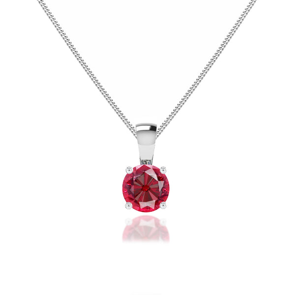 AURORA - Round Ruby 18k White Gold Solitaire Pendant Pendant Lily Arkwright