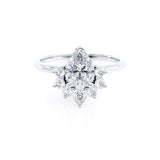 BALLET - Pear Moissanite & Diamond Half Halo Tiara Ring 18k White Gold Engagement Ring Lily Arkwright