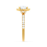 CASEADA - Cushion Lab Diamond 18k Yellow Gold Halo Engagement Ring Lily Arkwright