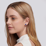 DOVE - Round Blue Sapphire 18k White Gold Stud Earrings Earrings Lily Arkwright