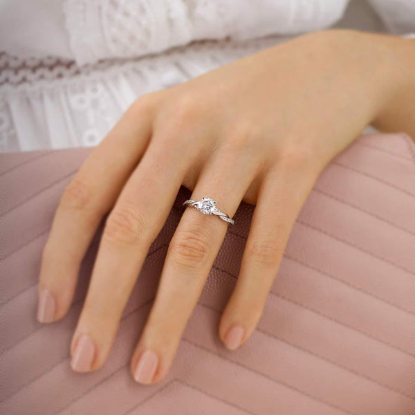 EDEN - Chatham® Round Ruby & Diamond 950 Platinum Vine Ring Engagement Ring Lily Arkwright