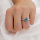 EDEN - Chatham® Oval Aqua Spinel & Diamond 18k Rose Gold Vine Solitaire Ring