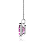 ELIZA - Emerald Cut Pink Sapphire 4 Claw Drop Pendant 18k White Gold Pendant Lily Arkwright
