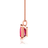 ELIZA - Emerald Cut Ruby 4 Claw Drop Pendant 18k Rose Gold Pendant Lily Arkwright