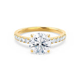 GISELLE - Outlet 0.60ct Round Moissanite & Diamond 18k Yellow Gold Solitaire Ring Engagement Ring Lily Arkwright