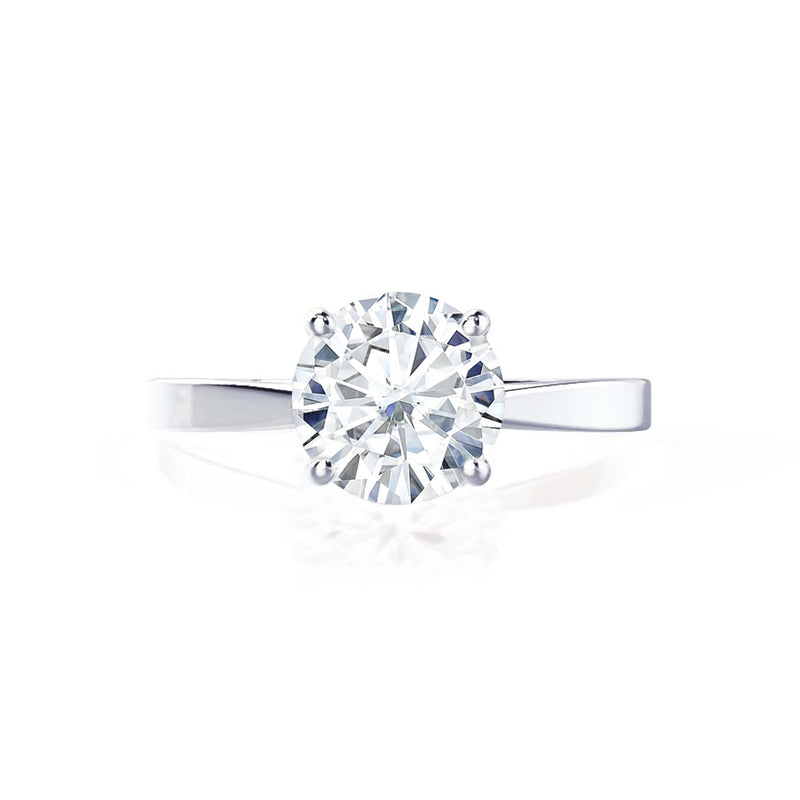LOTTIE -  Outlet 2.26ct Round Moissanite 950 Platinum 4 Prong Tulip Solitaire Ring