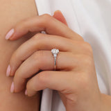 Louella 1.08tcw Oval Cut D-F Moisasanite 18k white Gold Petite Trilogy Ring Lily Arkwright