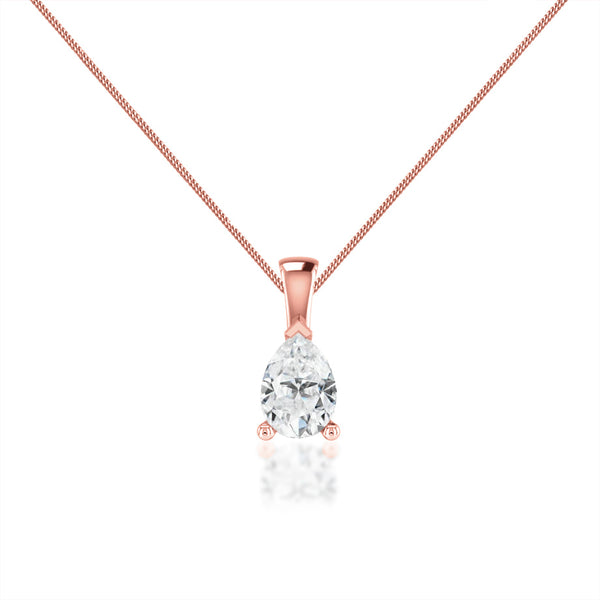 LUCINDA - Pear Lab Diamond 3 Claw Pendant 18k Rose Gold Pendant Lily Arkwright