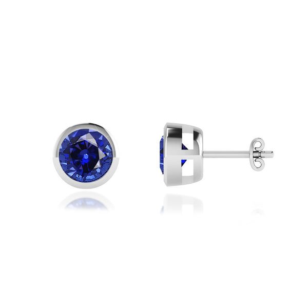TYME - Beze Edge Blue Sapphire Earrings Platinum Earrings Lily Arkwright
