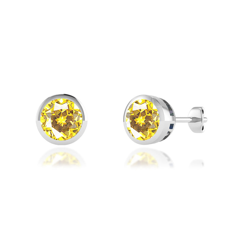 TYME - Beze Edge Yellow Sapphire Earrings 18k White Gold Earrings Lily Arkwright