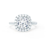 BLUSH - Round Natural Diamond 18k White Gold Petite Halo Ring Engagement Ring Lily Arkwright