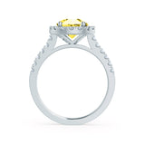 CECILY - Lab Grown Yellow Sapphire & Diamond 18k White Gold Halo Ring Engagement Ring Lily Arkwright