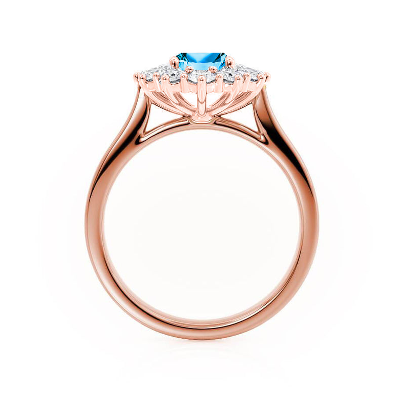 - Chatham® Aqua Spinel & Lab Diamond 18k Rose Gold Engagement Ring Lily Arkwright