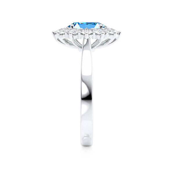- Chatham® Aqua Spinel & Lab Diamond 18k White Gold Halo Engagement Ring Lily Arkwright