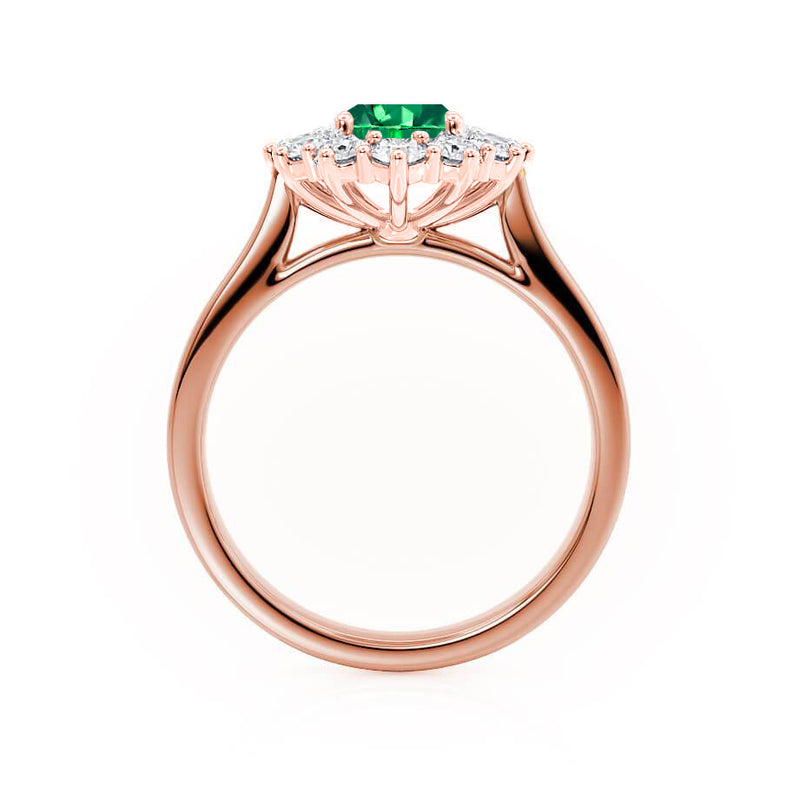 - Chatham® Emerald & Lab Diamond 18k Rose Gold Engagement Ring Lily Arkwright