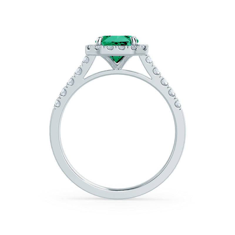 ESME - Lab-Grown Emerald & Diamond 18K White Gold Ring Engagement Ring Lily Arkwright