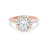 LAVENDER - Round Natural Diamond 18k Rose Gold Petite Halo Ring Engagement Ring Lily Arkwright