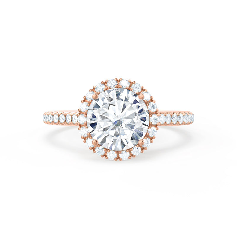 LAVENDER - Round Natural Diamond 18k Rose Gold Petite Halo Ring Engagement Ring Lily Arkwright