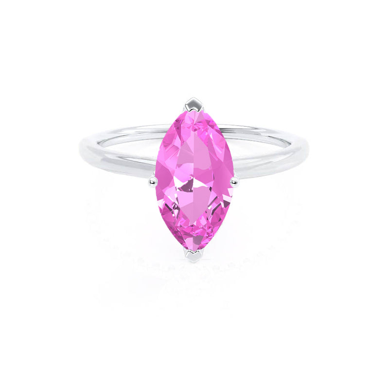LULU - Marquise Pink Sapphire 18k White Gold Petite Solitaire Ring Engagement Ring Lily Arkwright