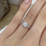 LILIANA - Round Natural Diamond 18k White Gold Shoulder Set Ring