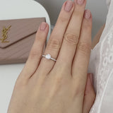 LIVELY - Chatham® Round Pink Sapphire 18k White Gold Petite Hidden Halo Pavé Shoulder Set Ring