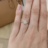 HOPE - Chatham® Round Emerald 18k White Gold Shoulder Set Ring