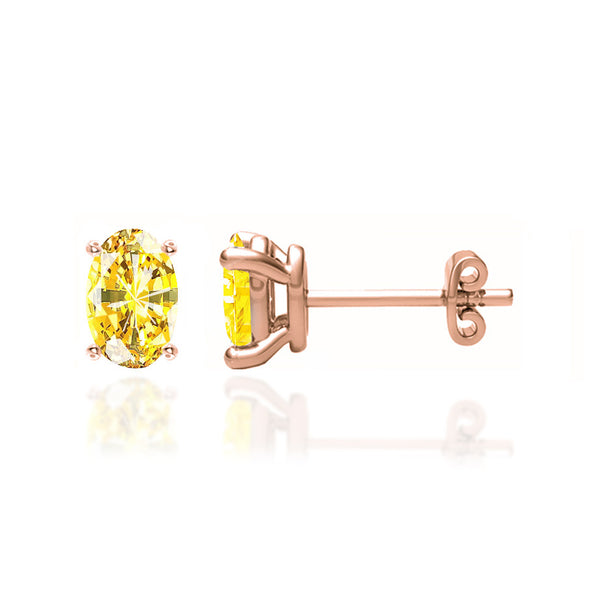 SAVANNAH - Oval Yellow Sapphire 18k Rose Gold Stud Earrings Earrings Lily Arkwright