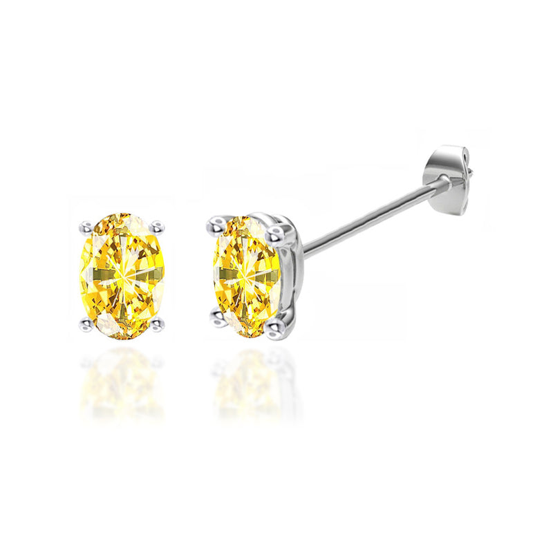 SAVANNAH - Oval Yellow Sapphire 18k White Gold Stud Earrings Earrings Lily Arkwright
