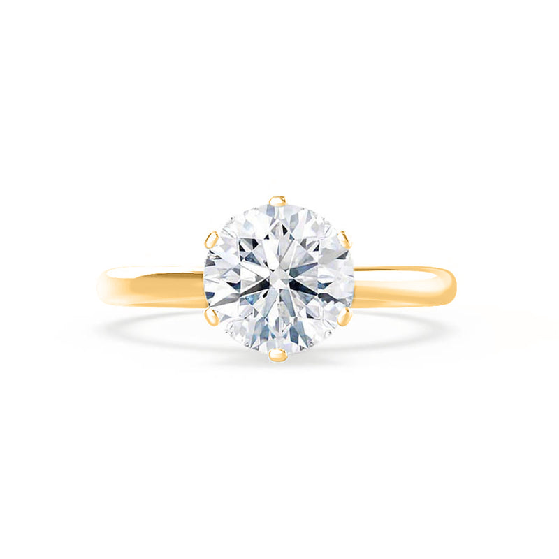 SERENITY - Round Moissanite 18k Yellow Gold Solitaire Ring Engagement Ring Lily Arkwright