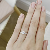 LOVETTA - Chatham® Round Pink Sapphire & Diamond Baguette 18k White Gold Trilogy