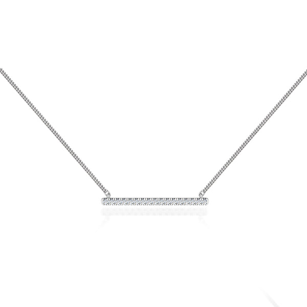 Amal - Lab Diamond Bar Necklace 18k White Gold Pendant Lily Arkwright