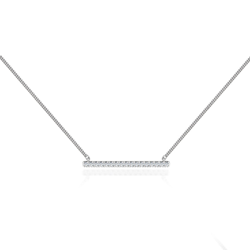 Amal - Lab Diamond Bar Necklace 18k White Gold Pendant Lily Arkwright