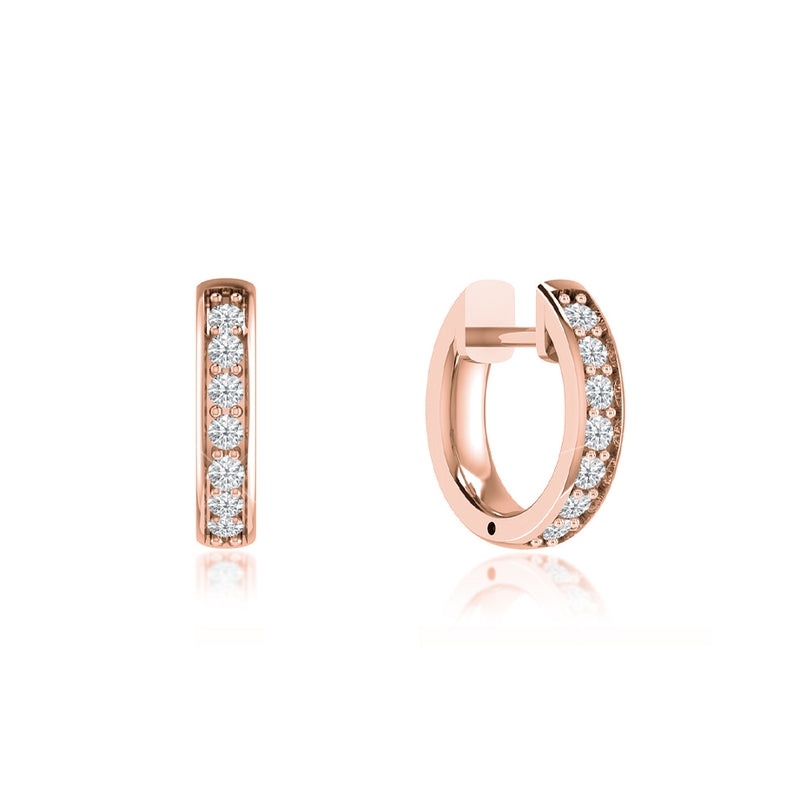 ASPEN - Petite Channel Set Lab Diamond Huggies 18k Rose Gold Earrings Lily Arkwright