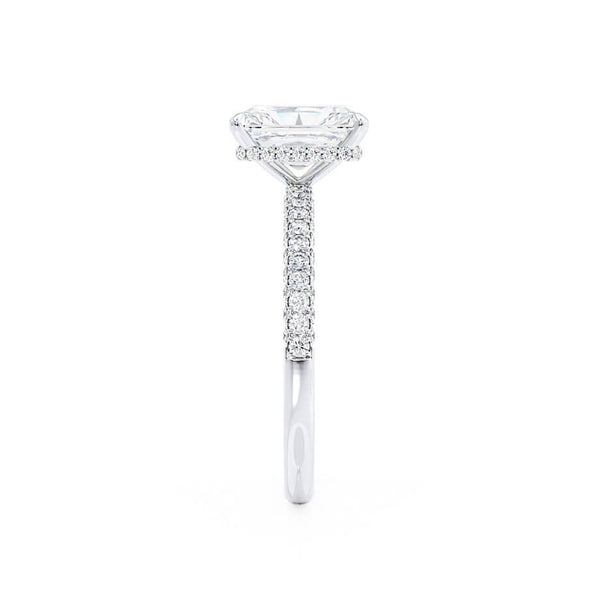 COCO - Radiant Lab Diamond Platinum Petite Triple Pavé Hidden Halo Engagement Ring Lily Arkwright