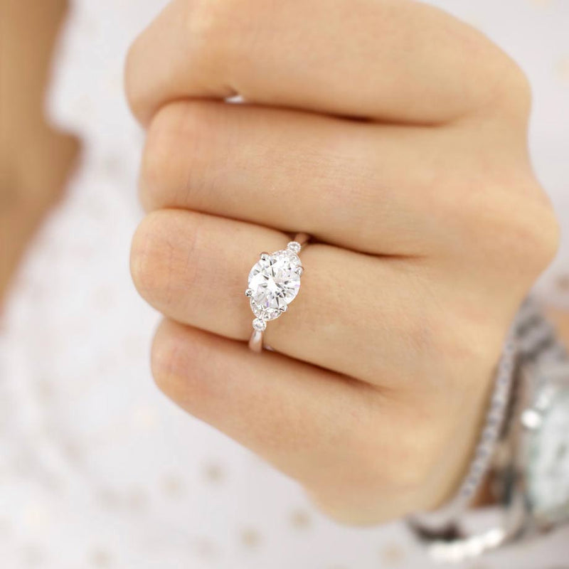 DELILAH - Round Natural Diamond Platinum Shoulder Set Ring Engagement Ring Lily Arkwright