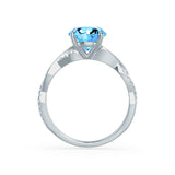 EDEN - Chatham® Round Aqua Spinel & Diamond 18k White Gold Vine Ring Engagement Ring Lily Arkwright