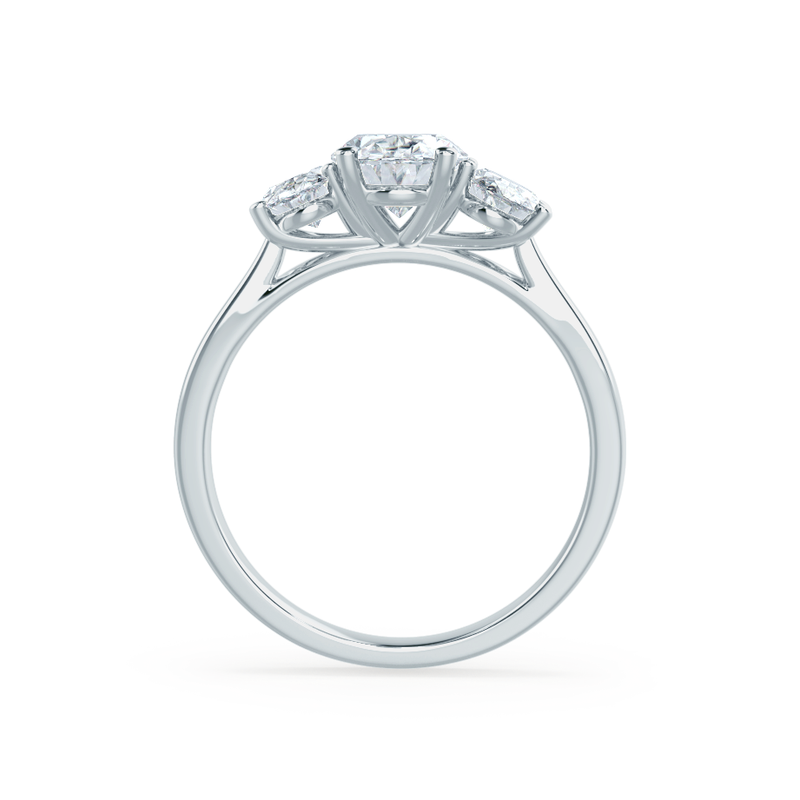 EVERDEEN - Oval Moissanite 18k White Gold Trilogy Ring Engagement Ring Lily Arkwright