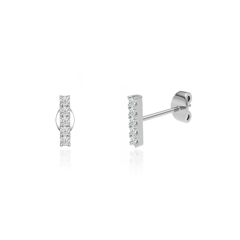FAWN - Bar Pavé Lab Diamond Stud Earrings 18k White Gold Earrings Lily Arkwright